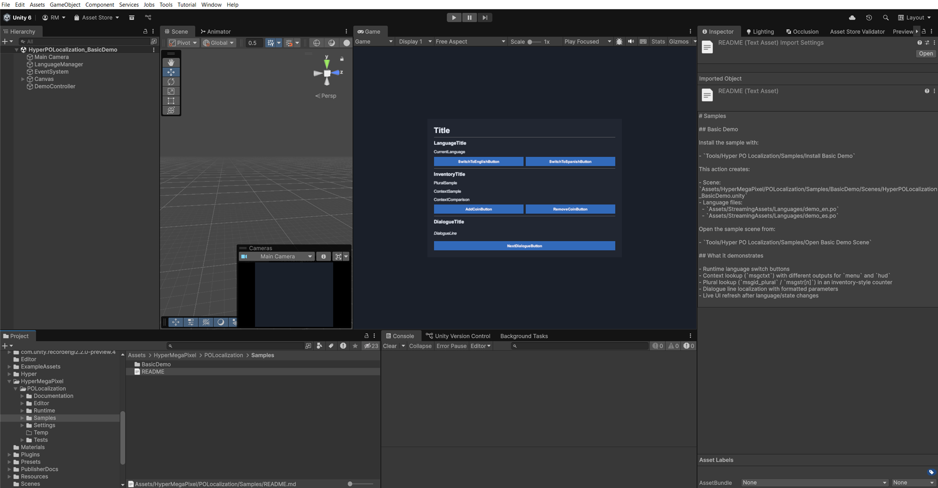 Basic Demo Scene Running