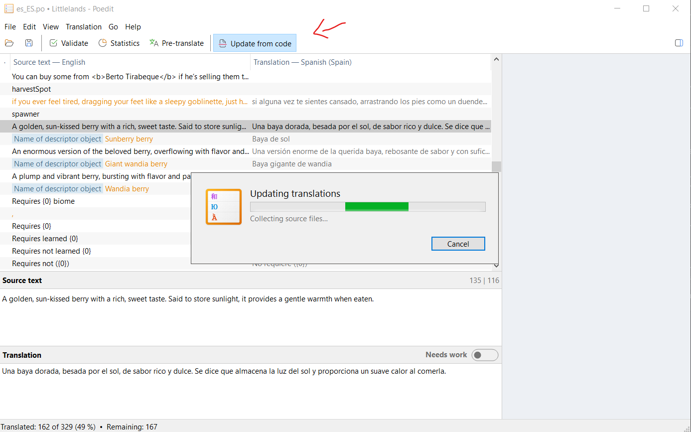 Poedit update from code